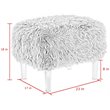 Posh Living Charlie Modern Faux Fur Fabric Ottoman with Acrylic Legs in Gray
