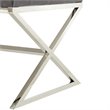Posh Living Colin Velvet and Stainless Steel Base Ottoman in Gray/Chrome