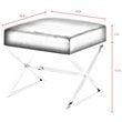 Posh Colin Faux Fur Fabric Ottoman with Stainless Steel X-Legs in Gray/Chrome