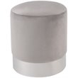 Posh Living Jason Velvet Round Ottoman with Metal Base in Gray/Chrome
