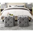 Posh Living Leonard Modern Velvet Square Ottoman in Gray