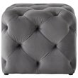 Posh Living Leonard Modern Velvet Square Ottoman in Gray