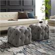 Posh Living Leonard Modern Linen Fabric Square Ottoman in Light Gray