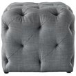 Posh Living Leonard Modern Linen Fabric Square Ottoman in Light Gray