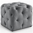 Posh Living Leonard Modern Linen Fabric Square Ottoman in Light Gray