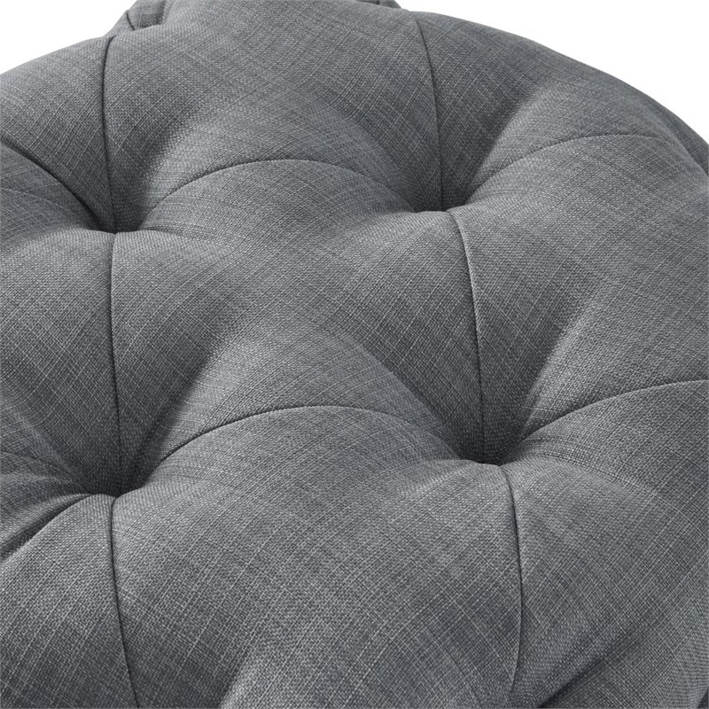 Posh Living Leonard Modern Linen Fabric Square Ottoman in Light Gray
