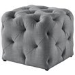 Posh Living Leonard Modern Linen Fabric Square Ottoman in Light Gray