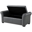 Posh Living Ashley Faux Leather Storage Bench with Nail Head Trim in Gray