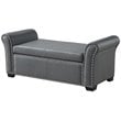 Posh Living Ashley Faux Leather Storage Bench with Nail Head Trim in Gray