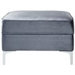 Posh Living Levi Tufted Velvet Square Storage Ottoman with Chrome Legs in Gray