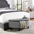 Posh Living Nathan Linen Fabric Half Moon Storage Ottoman in Light Gray