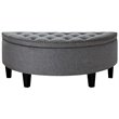 Posh Living Nathan Linen Fabric Half Moon Storage Ottoman in Light Gray