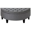 Posh Living Nathan Linen Fabric Half Moon Storage Ottoman in Light Gray