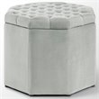 Posh Living Adrian Button Tufted Velvet Storage Ottoman in Gray