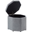 Posh Living Adrian Button Tufted Linen Fabric Storage Ottoman in Gray