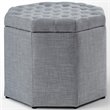 Posh Living Adrian Button Tufted Linen Fabric Storage Ottoman in Gray