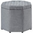 Posh Living Adrian Button Tufted Linen Fabric Storage Ottoman in Gray