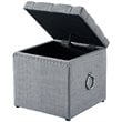 Posh Living Markella Linen Fabric 1Pc Storage Ottoman in Light Gray/Chrome