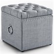Posh Living Markella Linen Fabric 1Pc Storage Ottoman in Light Gray/Chrome