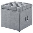 Posh Living Markella Linen Fabric 1Pc Storage Ottoman in Light Gray/Chrome