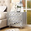 Posh Living Serenity 3-Drawer Mirrored Trellis Pattern Nightstand in Light Gray