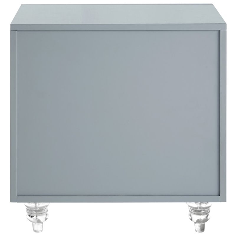 Posh Living Serenity 3-Drawer Mirrored Trellis Pattern Nightstand in Light Gray