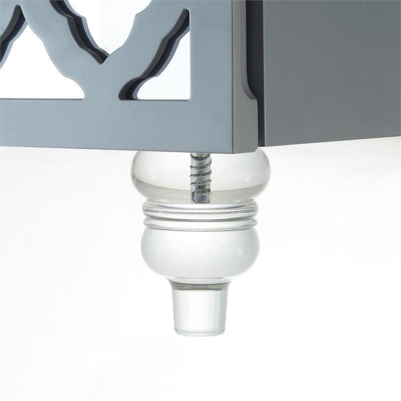 Posh Living Serenity 3-Drawer Mirrored Trellis Pattern Nightstand in Light Gray