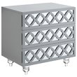 Posh Living Serenity 3-Drawer Mirrored Trellis Pattern Nightstand in Light Gray