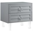 Posh Living Peyton Modern 2-Drawer Nightstand with Lucite Legs in Light Gray