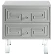 Posh Living Melanie 2-Drawer Nightstand with Lucite Legs in Gray