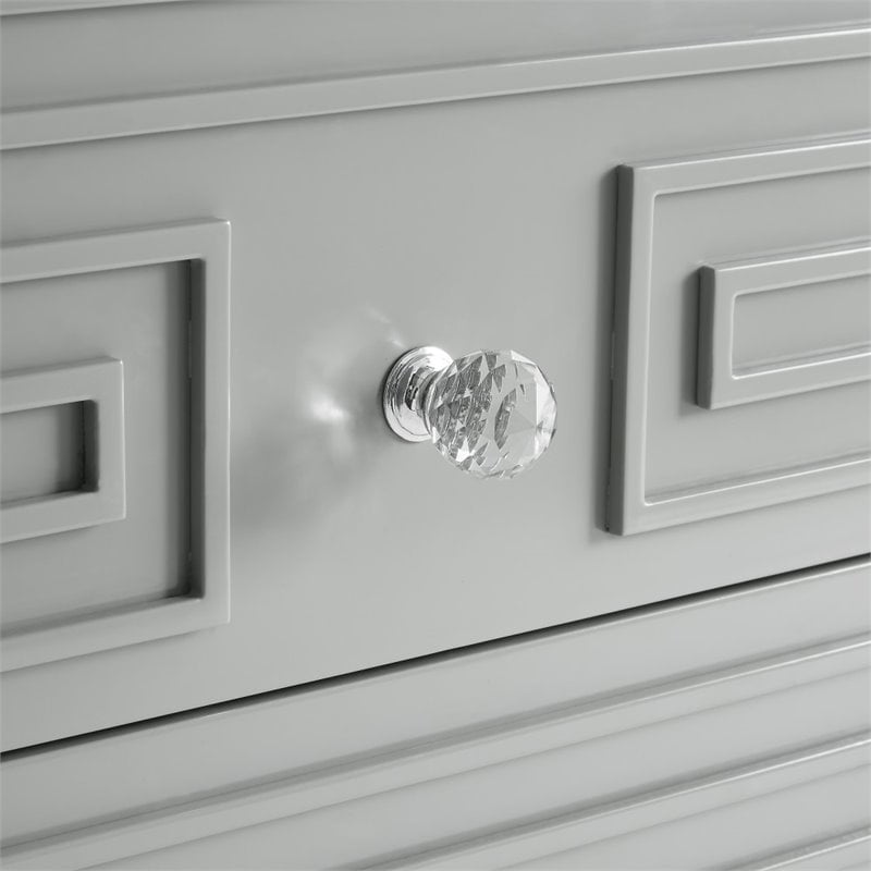 Posh Living Melanie 2-Drawer Nightstand with Lucite Legs in Gray