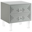 Posh Living Melanie 2-Drawer Nightstand with Lucite Legs in Gray