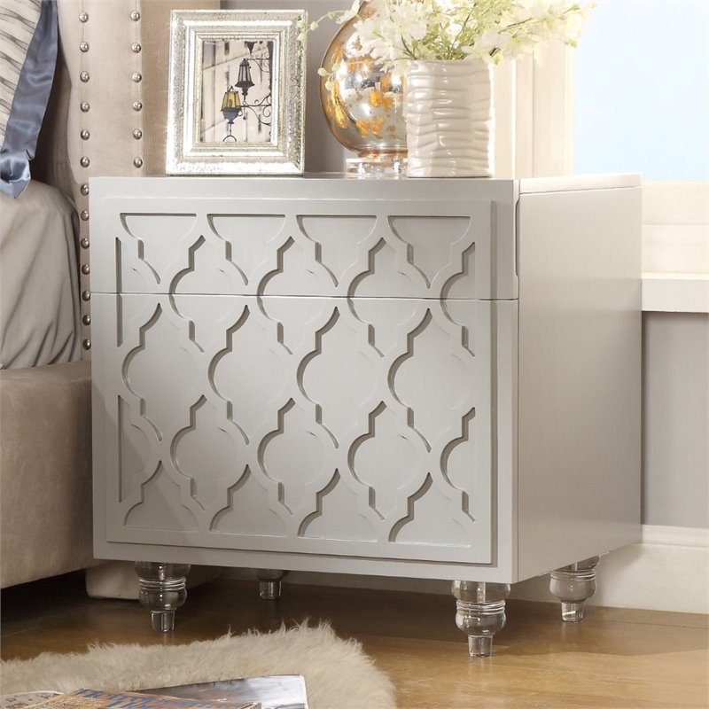 Posh Living Lydia Modern 1-Drawer Nightstand in Gray