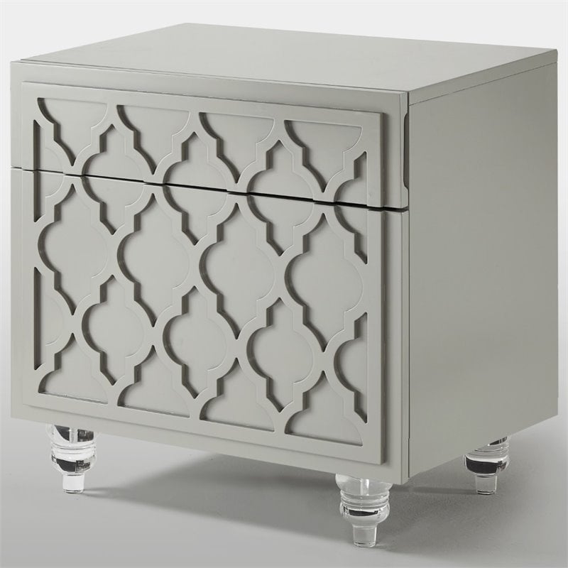 Posh Living Lydia Modern 1-Drawer Nightstand in Gray
