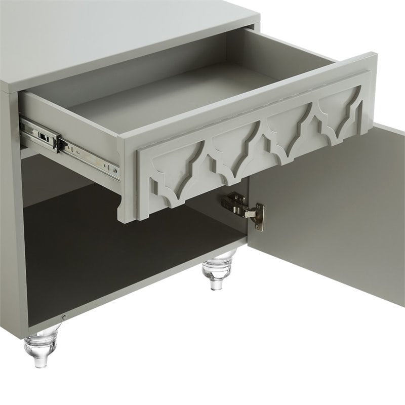 Posh Living Lydia Modern 1-Drawer Nightstand in Gray