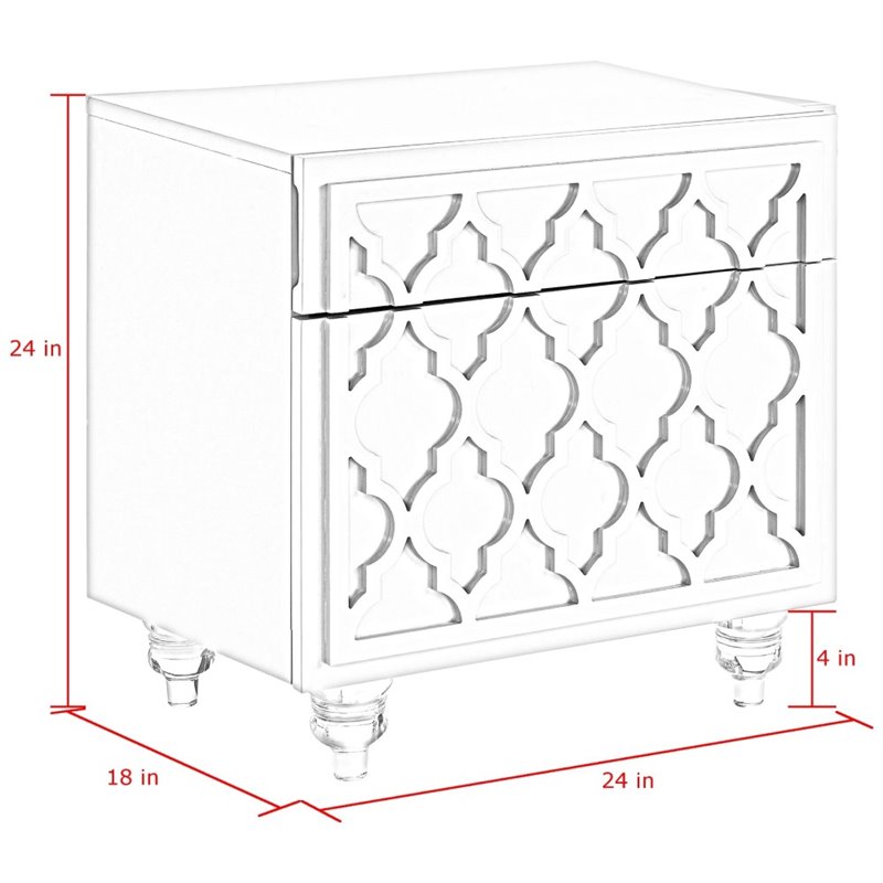 Posh Living Lydia Modern 1-Drawer Nightstand in Gray