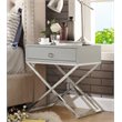 Posh Living Brianna 1-Drawer Nightstand with X-Metal Legs in Gray/Chrome