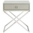Posh Living Brianna 1-Drawer Nightstand with X-Metal Legs in Gray/Chrome