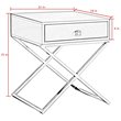 Posh Living Brianna 1-Drawer Nightstand with X-Metal Legs in Gray/Chrome
