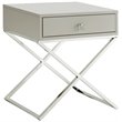 Posh Living Brianna 1-Drawer Nightstand with X-Metal Legs in Gray/Chrome
