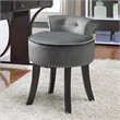 Posh Living Alena Tufted Velvet Vanity Stool with Nailhead Trim in Light Gray