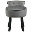 Posh Living Alena Tufted Velvet Vanity Stool with Nailhead Trim in Light Gray