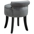 Posh Living Alena Tufted Velvet Vanity Stool with Nailhead Trim in Light Gray