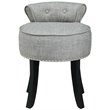 Posh Alena Tufted Linen Fabric Vanity Stool with Nailhead Trim in Gray