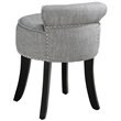 Posh Alena Tufted Linen Fabric Vanity Stool with Nailhead Trim in Gray