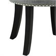 Posh Alena Tufted Linen Fabric Vanity Stool with Nailhead Trim in Gray