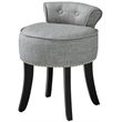 Posh Alena Tufted Linen Fabric Vanity Stool with Nailhead Trim in Gray
