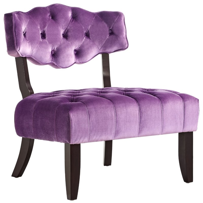 Adrian Purple Velvet Accent Chair Armless Slipper Button Tufted