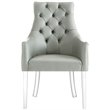 Posh Colton Faux Leather Dining Chair with Acrylic Legs - Gray (Set of 2)