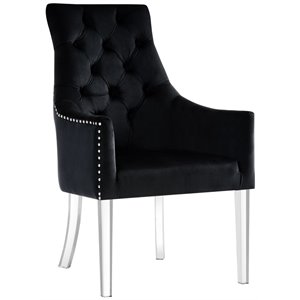Posh Living Colton Velvet Dining Chair with Acrylic Legs - Black (Set of 2)